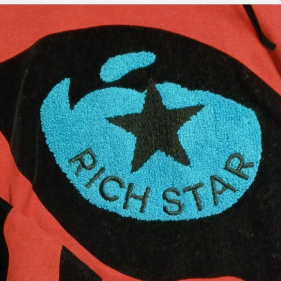 New Rich Star Blue Eyed Red Tiger Stripe Jacket Pullover Hoodie Men's Size XL - Picture 3 of 4